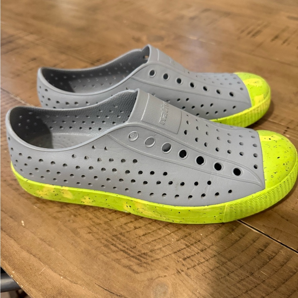 Kids Gray and Yellow Slip-On Shoes